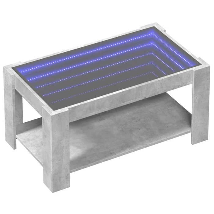 VidaXL Table basse avec LED gris béton 93x53x45 cm bois d'ingénierie, table d'appoint, table de salon, table latérale, bout 847556