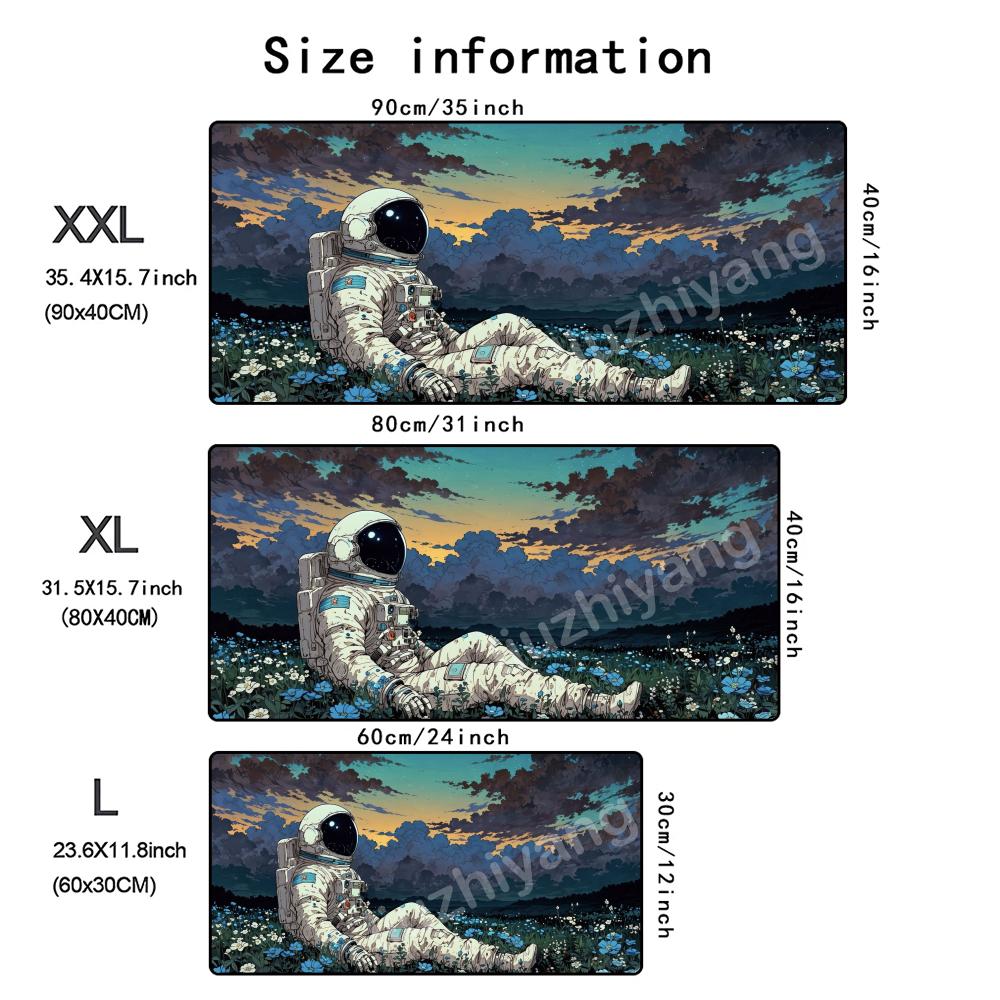 Astronaut Mouse Pad Large Computer Office Game Table Mat Xxl Rubber AntiSlip Stitched Edge Keyboard Mats Washable Desk Pads