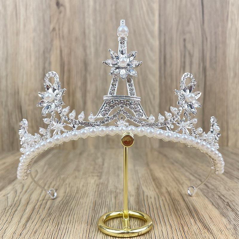 Rock Pagoda Bridal Crown Rhinestone Pearl Birthday Crown Tiara Wedding Dress Accessories Bridal Hair Accessories