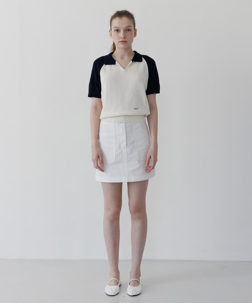 TTUDEMENT Half Sleeve Raglan Knit Ivory