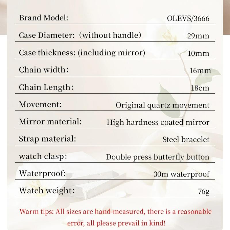 OLEVS Zegarki damskie Wodoodporny Zegarek damski ze stali nierdzewnej Luksusowa świecąca tarcza Kalendarz Oryginalny zegarek kwarcowy