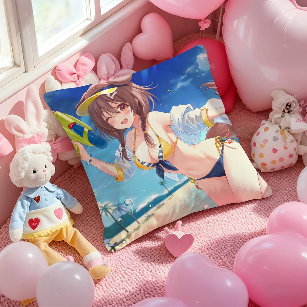 Anime Singer INUGAMI KORONE Cushion Cover Pattern Printed Pillowcase for Living Room Sofa Cushion Cover & Bedroom Decor