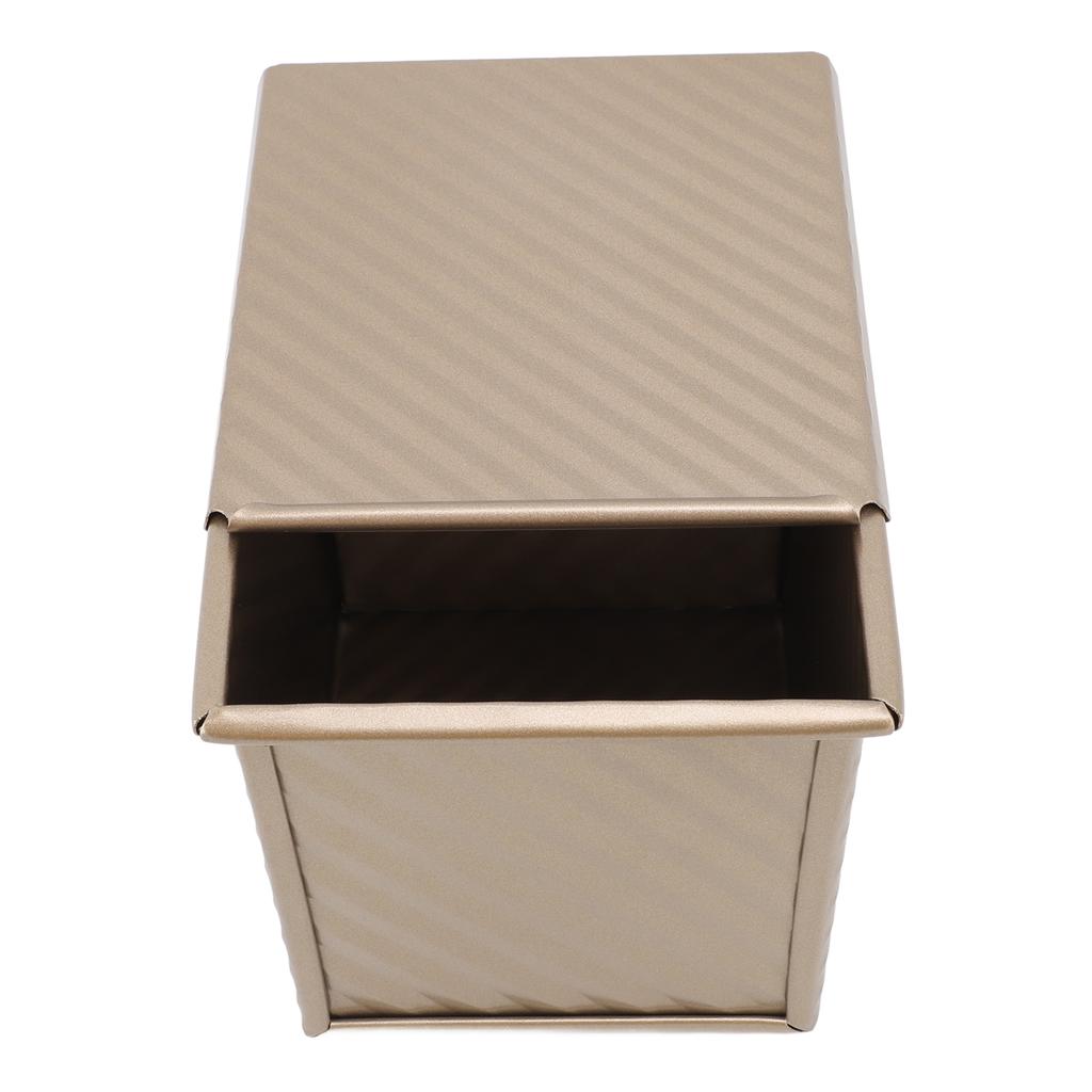Corrugated Loaf Pan Stick Prevention Carbon Steel Small Bread Mold with Lid for Kitchen Golden