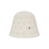 VARZAR VA Curved Oval Metal Floral Punching Knit Bucket Hat Cream