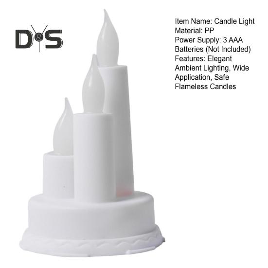 LED-Flammenlose Kerze, elektronisches Kerzenlicht, flammenlose Stumpenkerze, Trio-Tischkerzenlicht für Feiertage, Hochzeiten, Partys, Tafelaufsatz