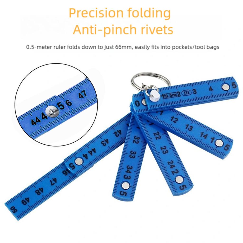 Portable 0.5M Plastic Folding Ruler ABS Construction Double Side Scale for Precise Measurement In Crafts Design
