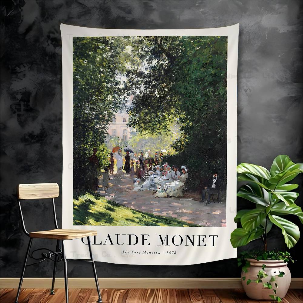 

Claude Monet Retro Classic Oil Art Wildflower Anime Tapestry Hippie Flower Wall Carpets Dorm Decor Wall Hanging Home Decor 74x94cm(29x37in)