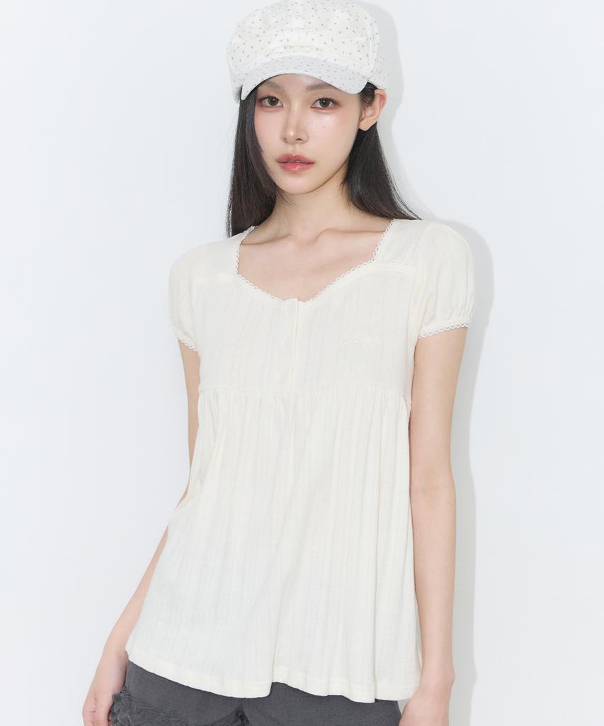 ILLIGO Flare Shirred Top Cream