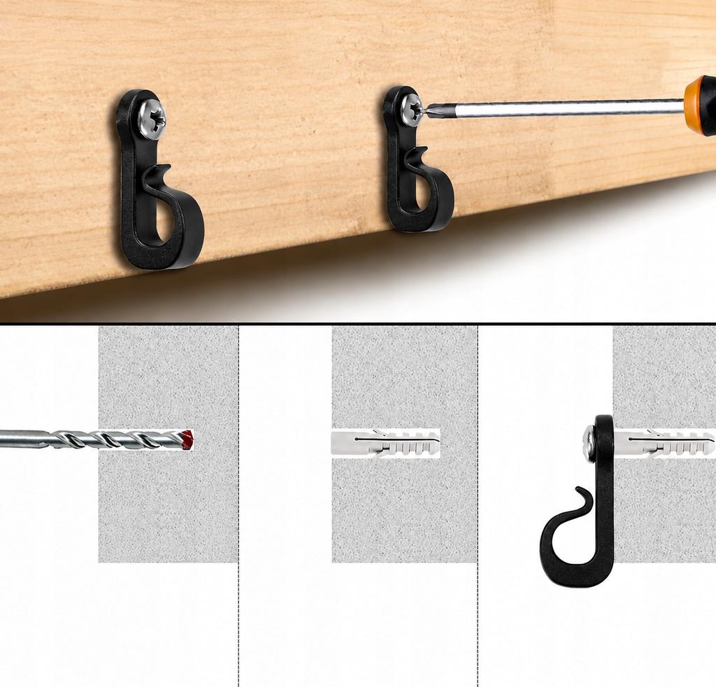 10x Screw hooks for hanging lights, garlands, and cable decorations