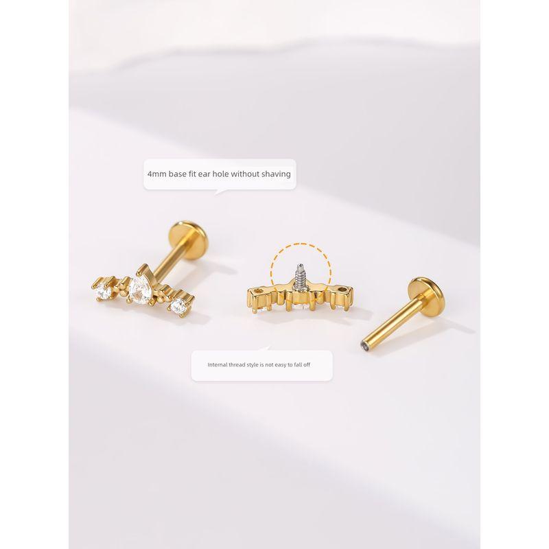 Medical Titanium Steel Ear-Caring Inner Spiral Stud Earrings Female Niche Design Student Edge Ear Bone Stud Removal-Free before Sleep