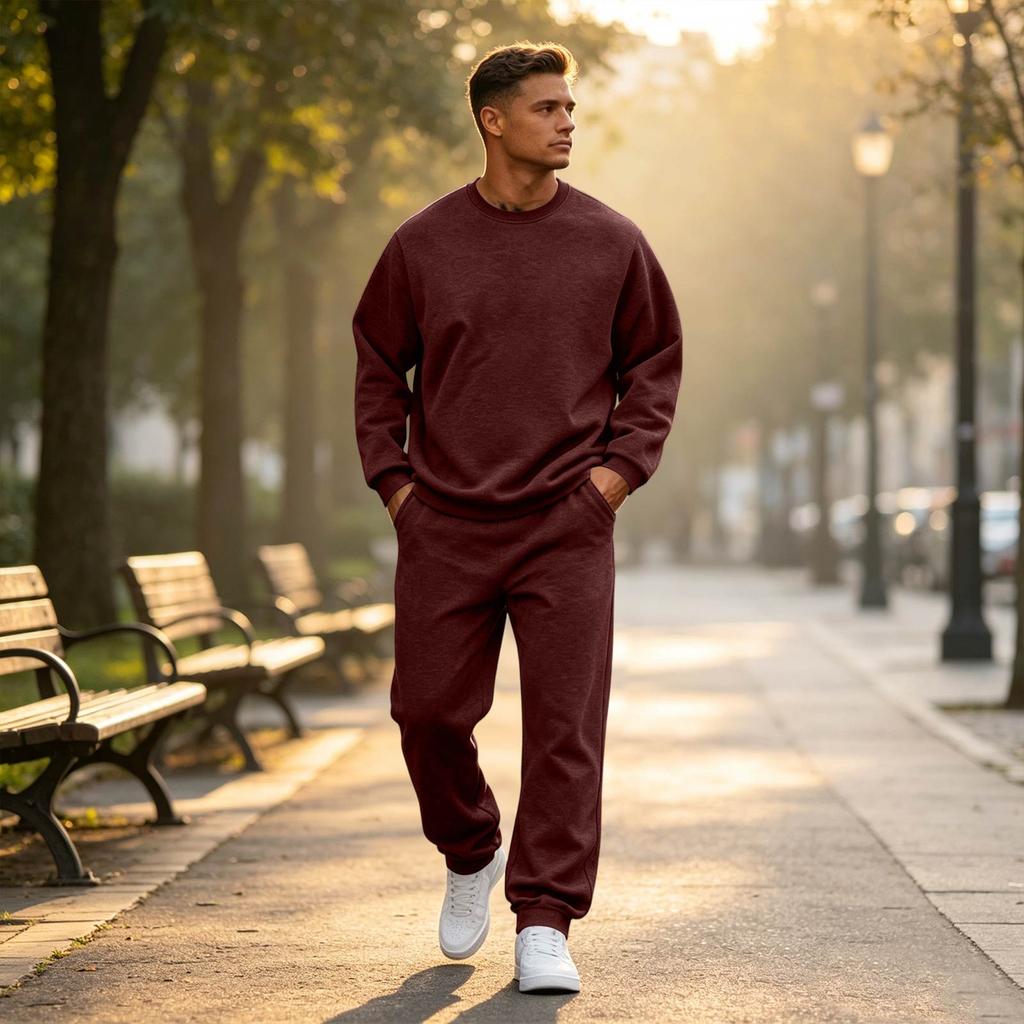 Men's Color Sweatshirt Set - Casual Tracksuit 2 Piece Outfit for Spring Fall