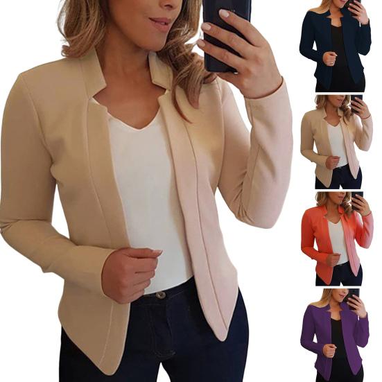 Blazer da Donna a Maglia Aperta Cardigan Monocolore Vestibilità Slim Maniche Lunghe Caldo Capospalla da Lavoro Taglie Forti Cappotto Primaverile Abbigliamento Femminile