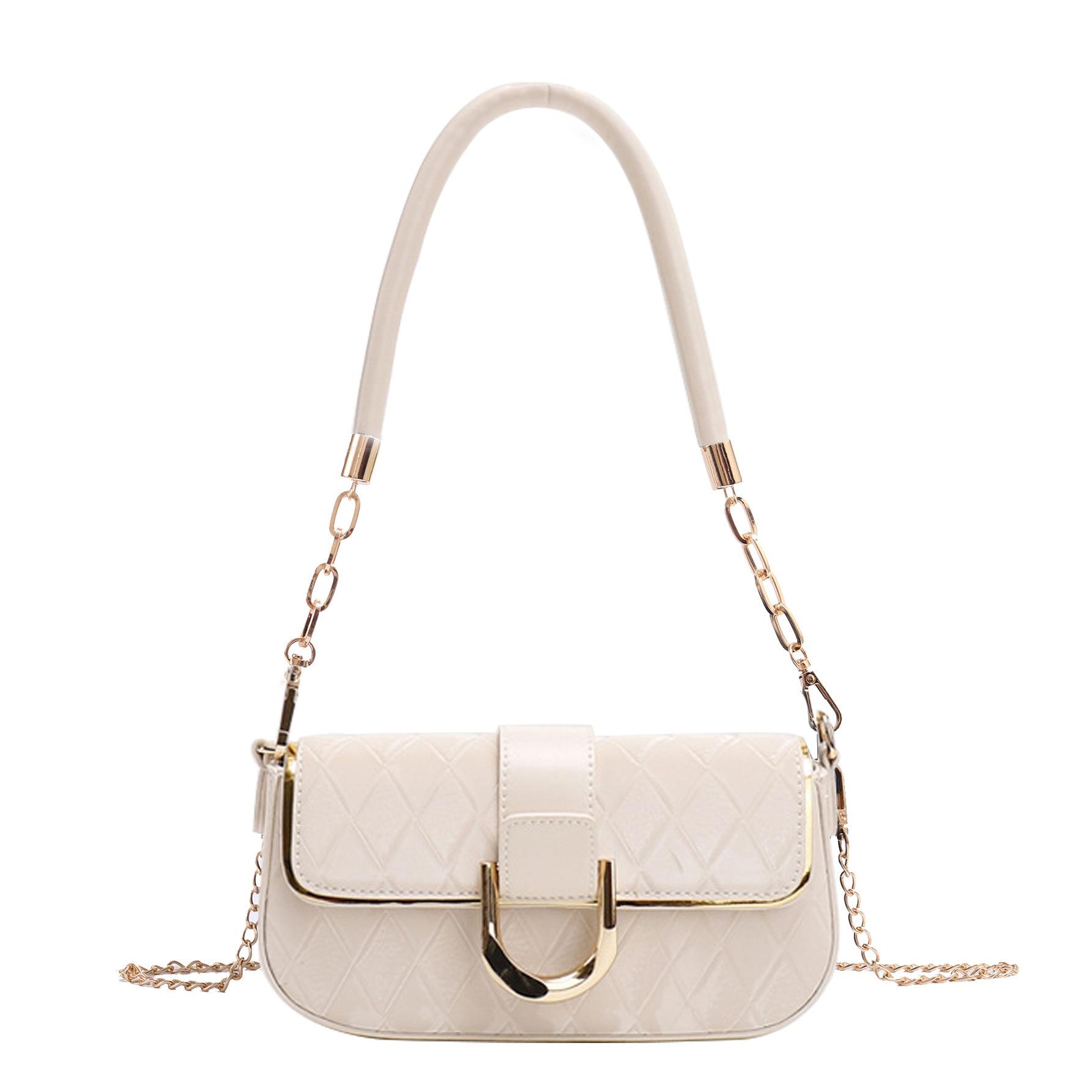 High-end rhombic chain underarm bag, simple western style small square bag for women