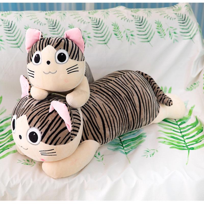 Entzückendes graues Katzen-Plüschkissen Spielzeug für Mädchen, PP-Baumwollfüllung, Kurzes Plüschgewebe, 25cm-55cm