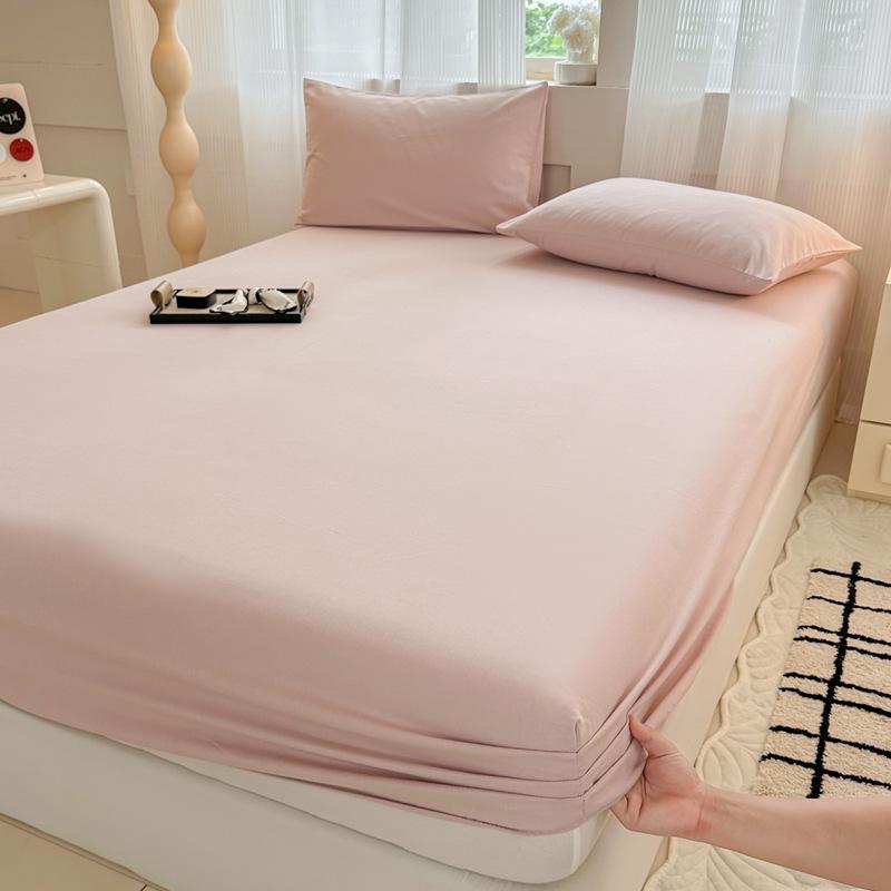Autumn/Winter Thick Solid Color Cotton Flannel Fitted Sheet & Dust Cover