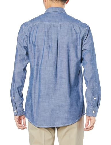 Amazon Essentials Men's Regular Fit Chambray Shirt, Long Sleeve, Rinse, Size L