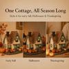 Indoor Resin Harvest House Statue with Warm Window Lighting for Halloween Shelf Styling and Seasonal Fall Scenes