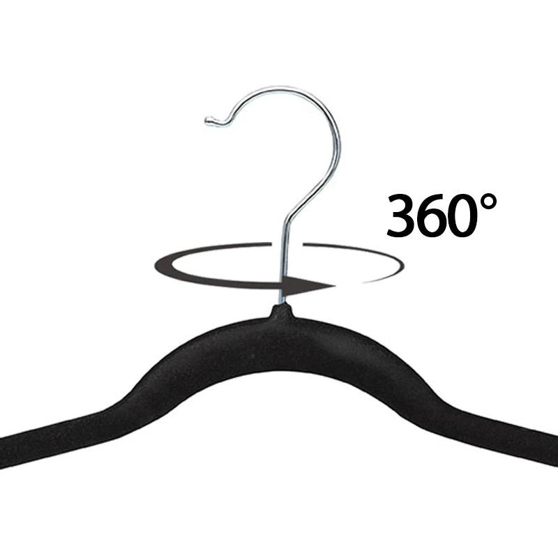 Aicasa Black Velvet Clothes Hangers - Notched Shoulders - Non-slip for Jackets, Shirts, Pants, Coats - 360 Swivel Hook °
