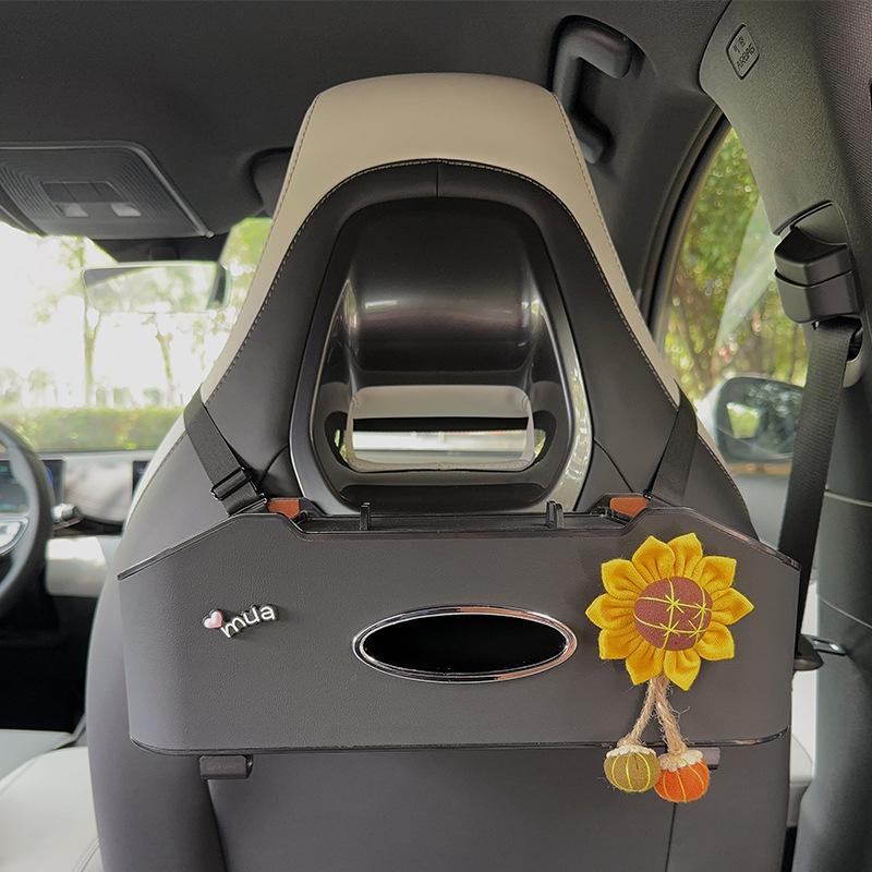 Aufbewahrungsbox für die Rücksitzlehne mit Taschentuchhalter & Getränkehalter - Multifunktionaler Organizer