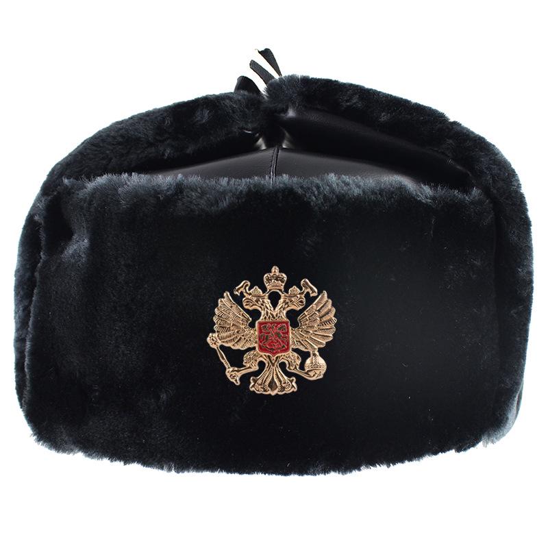 PU leather northeast hat waterproof men's and women's ski caps thickened ear protectors Russian thermal caps