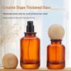 Bayonet Brown Light-Proof Glass Decant Bottle with Wood Lid - Portable Fine Mist Tea-Colored Perfume Sample Bottle