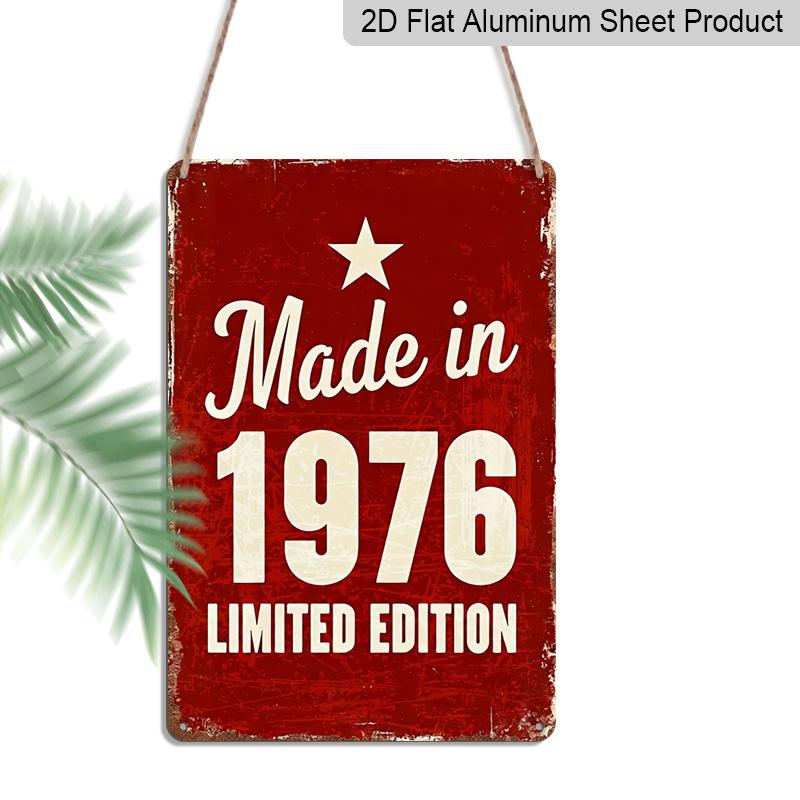 

2D Flat 1pc 20*30cm/8*12inch Aluminum Sign and Plaque, Retro Aluminum Decorative Sign with Red Background and White Made in 1976 Limited Edition 20*30cm