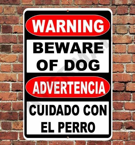 

Warning Beware Of Dog English Spanish Sign Metal Aluminum 8x12 Bilingualaluminum 20x30cm（7.8x11.8inch）