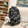 Girls Nylon School Backpack With Letter Pattern And Top Handle For School And Travel