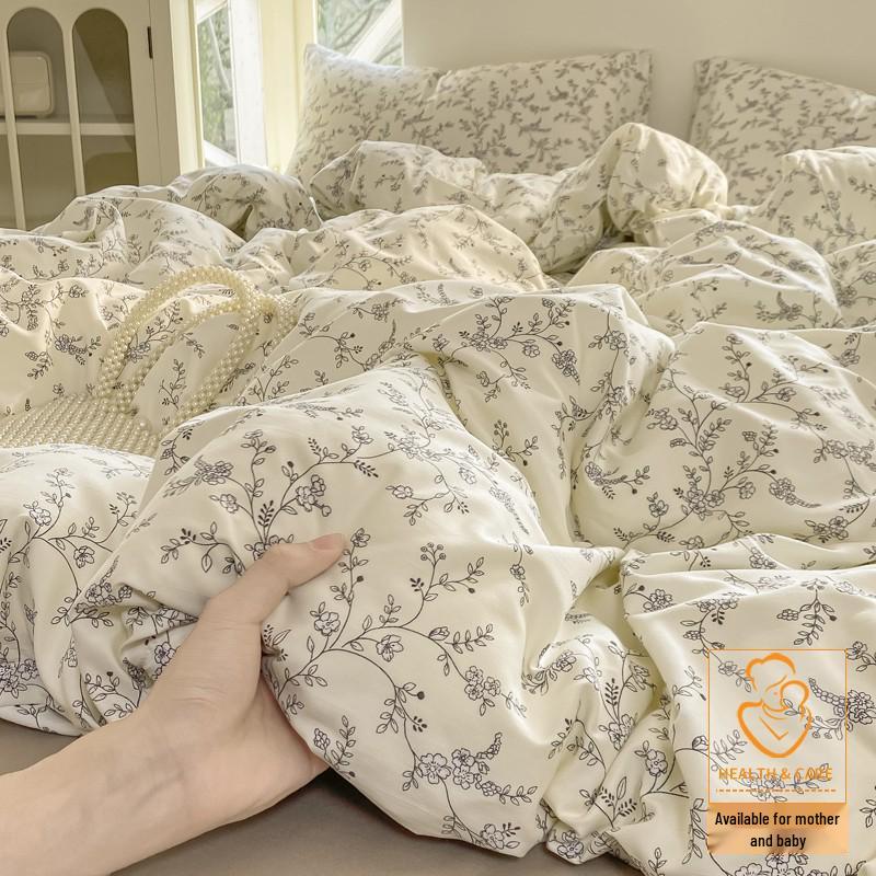 2025 New Style Summer Bedding Set: Double Layer Gauze Bed Sheet & Duvet Cover, Dormitory Four-Piece Set