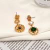 Elegant Asymmetrical Vintage Zircon & Pearl Stud Earrings