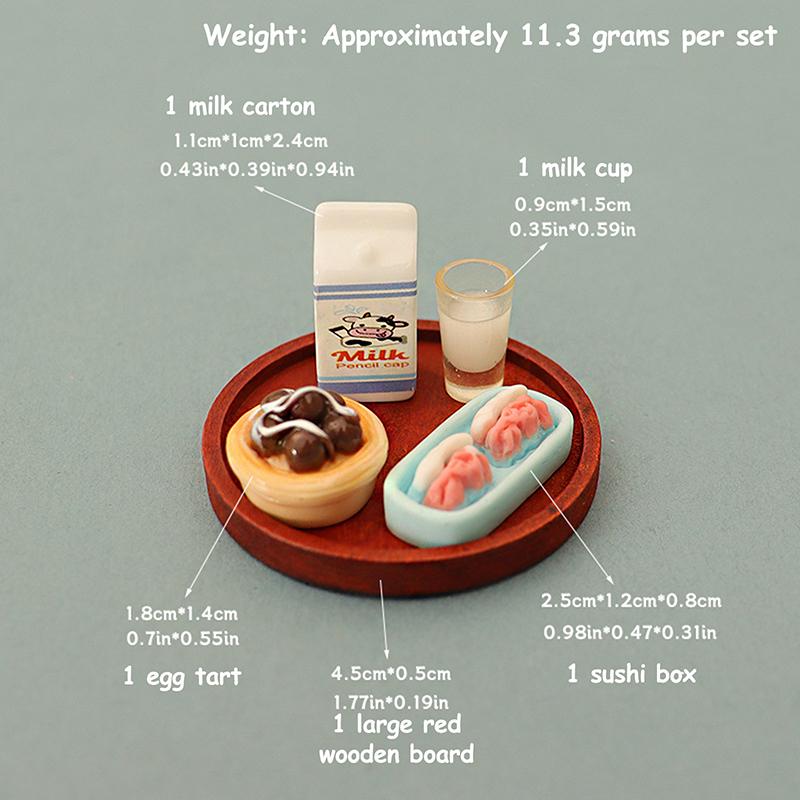 5Pcs 1:12 Dollhouse Miniature Simulation Milk Model Egg Tart Biscuit Ornament Set Diy Decor Toy Scene Meal Plate Accessories