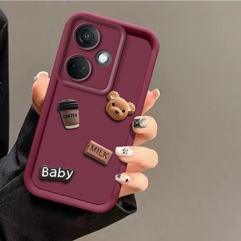 Cute 3D Bear Coffee Milk Phone Case for Samsung Galaxy A56 A36 A26 A55 A35 A25 A15 A05 A05S A54 A34 A24 A14 A04S A53 A33 A23 A13 A03 A52 Cartoon Cover