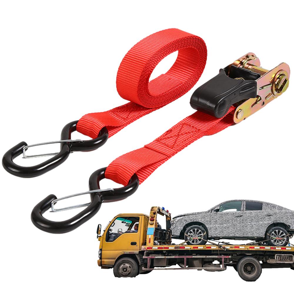 Ratchet Strap With Hook Adjustable Ratcheting Straps For Cargo Cargo Transportation Vehicle Binding Cords For Traveling