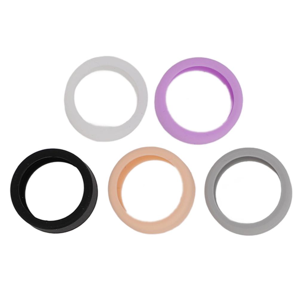 5pcs Smart Ring Sleeve Black White Gray Pink Purple Silicone Elastic Anti Scratch Skin Friendly Smart Ring Cover S for Size 6 7 8 9 10