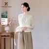 New Chinese Style Embroidered White Puff Sleeve Blouse