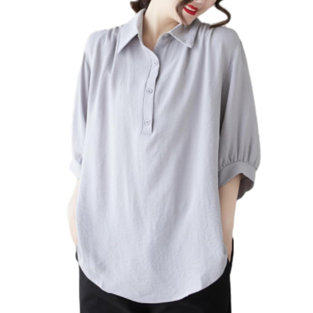 Summer Polo Short Simple Loose Everyday Fall [POGCZMKK] Women's Blouse, Neck, Sleeve, Tuck, Button-Up Shirt, Fit, Slimming, Stylish, Casual, Travel,