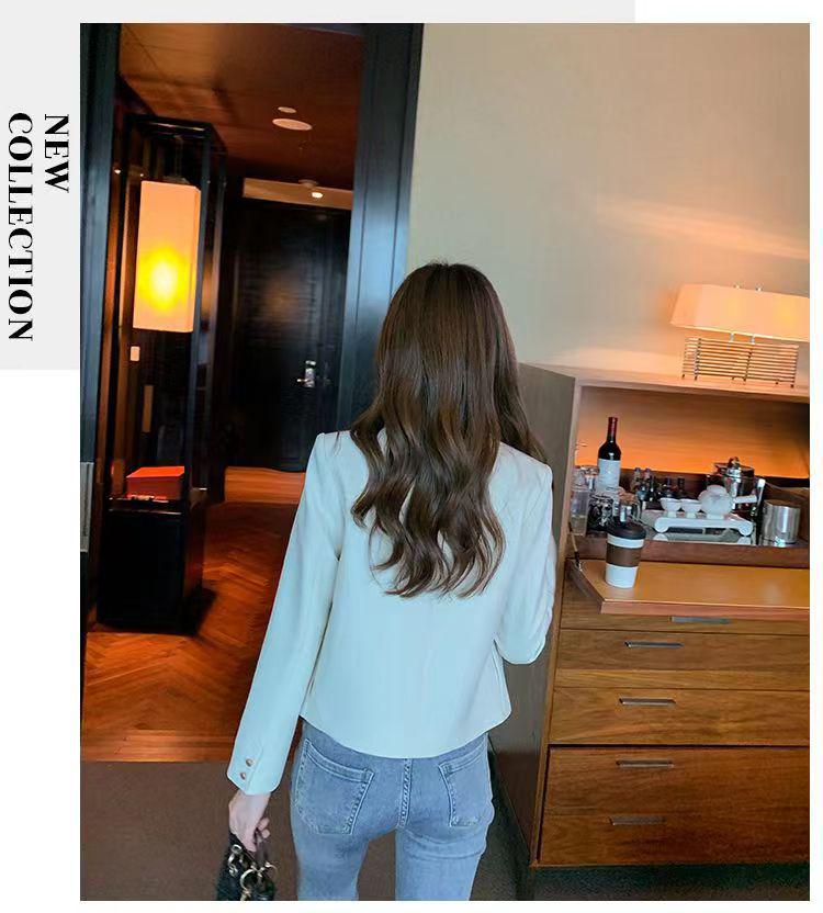 2024 Women's Petite Casual Blazer - Autumn French Style, Slim Fit, Long Sleeve