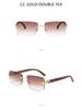 Stylish Frameless Leopard Sunglasses: Retro Faux Wood Grain Unisex Street Style