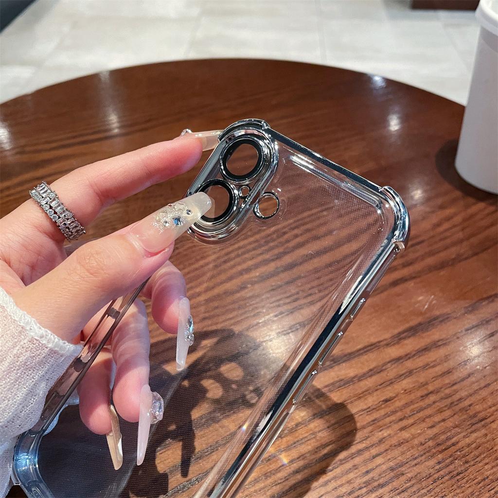 Applicable To IPhone 16 Electroplated Mobile Phone Case Apple 15 Promax Four Corner Airbag Anti-fall 13 Silicone Protective Case 14