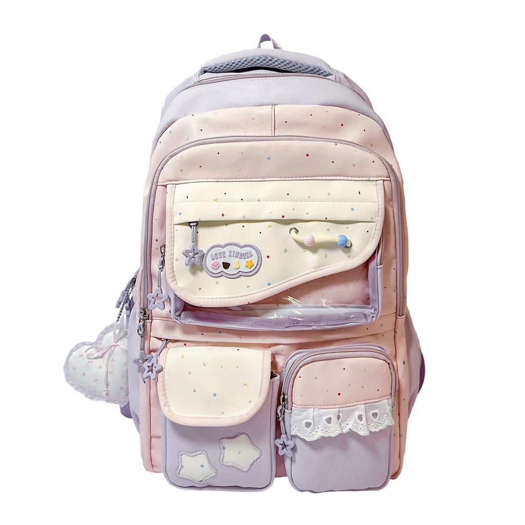 Schultasche frisch und süß hochwertiger Rucksack weiblich Dopamin Schmerz Tasche Mädchen Herz Rucksack Japanische Mittelstufe Oberschule Schüler Schultasche