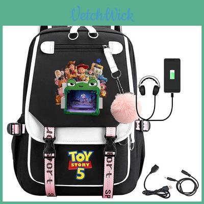 Toy Story 5 Printed Canvas Backpack With Breathable Design For Middle School Students And Travel
