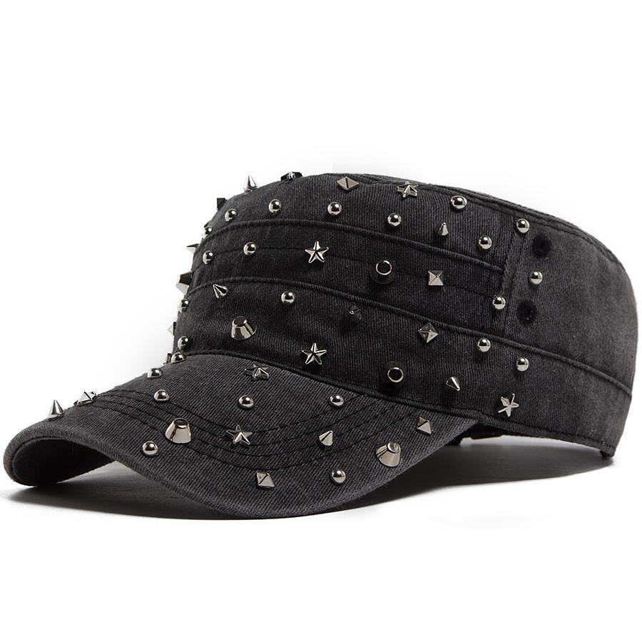 Yiran bag Klinknagel Platte Pet Dames Mode Punk Rock Hip Hop Pet Baseballpet Y2K Heren Vintage Militaire Pet Retro Klep Trucker Petten Verstelbaar Adjustable