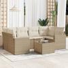 VidaXL Garden Lounge Set with Cushions 7 Pcs Beige Braided Resin 3218708