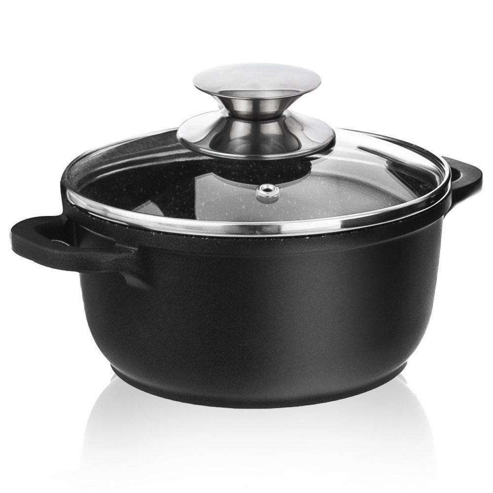 Granite Pot with Glass Lid GRANDE 16 Cm, 1.4 L