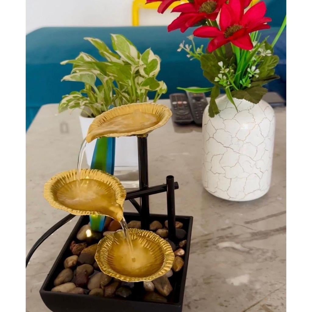 Moderner ZenLeaf Serenity-Springbrunnen für den Innenbereich, dekoratives Prunkstück für Wohnzimmer, Tisch, Büro, Heimdekoration || (Höhe - 20 cm)