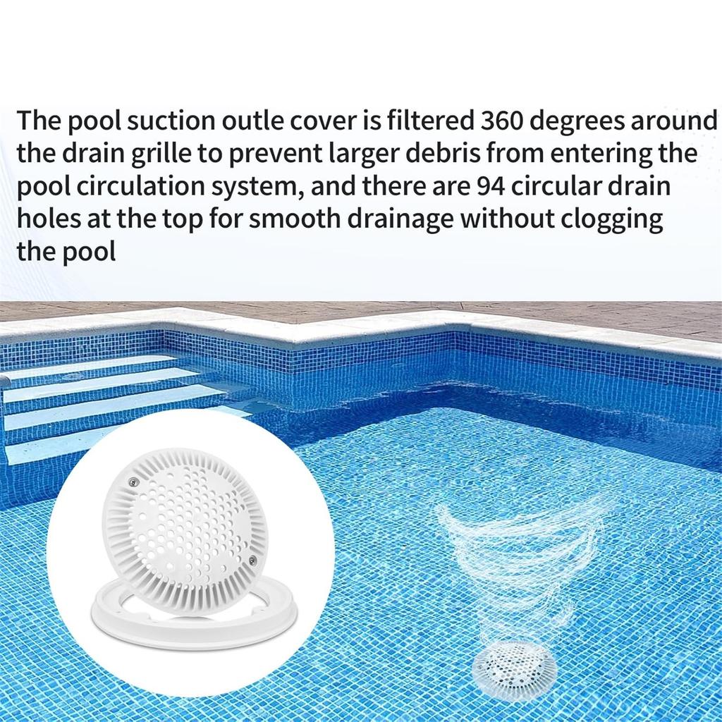 8Inch Round Pool Drain Cover Set Main Drain Suction Cover Pool Maintenance Accessory Plastic Texture for Concrete Pools