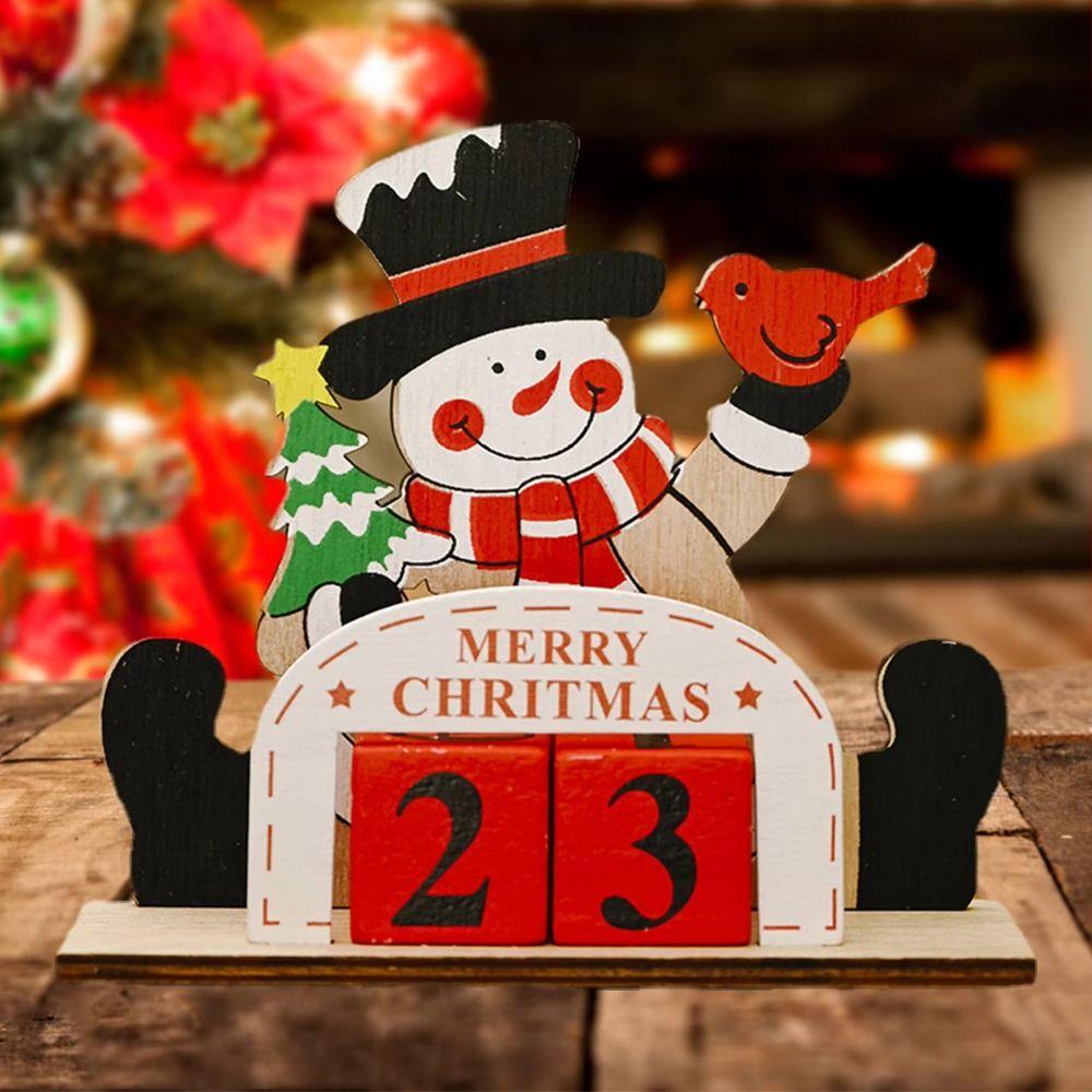 Cartoon Christmas Advent Calendar Creative Wooden Christmas Calendar  Desktop Ornaments