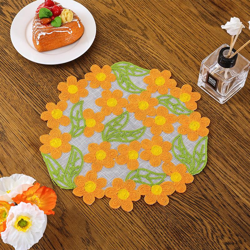 

30см*30см Декоративная настольная салфетка с узором ромашки Подставки под тарелки Сельский стиль Несколько цветов Украшение Домашний декор