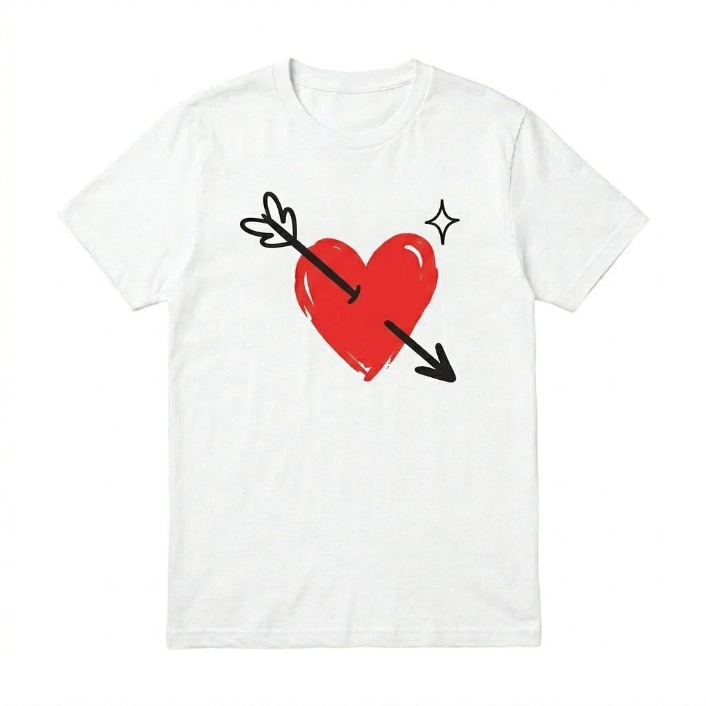 Cupid’s Arrow Heart T-Shirt - Cute Valentine’s Day Graphic Tee for Couples & Lov XS