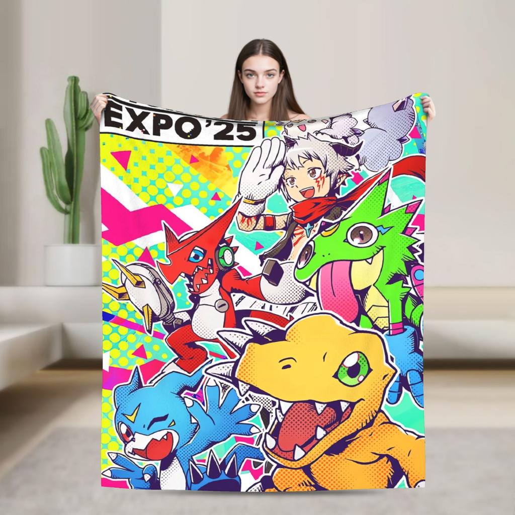 digimon adventure gatomon Flannel Blankets  Warm Soft Bedding Throws for Living Room Picnic Fluffy Bedspread Sofa Bed Cover